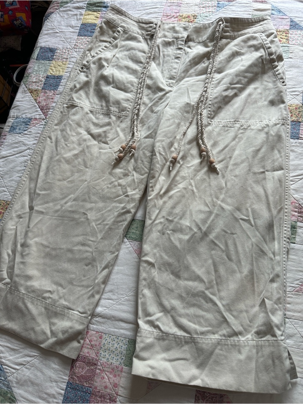 W—Lauren Ralph Lauren Cream Quilted Pants